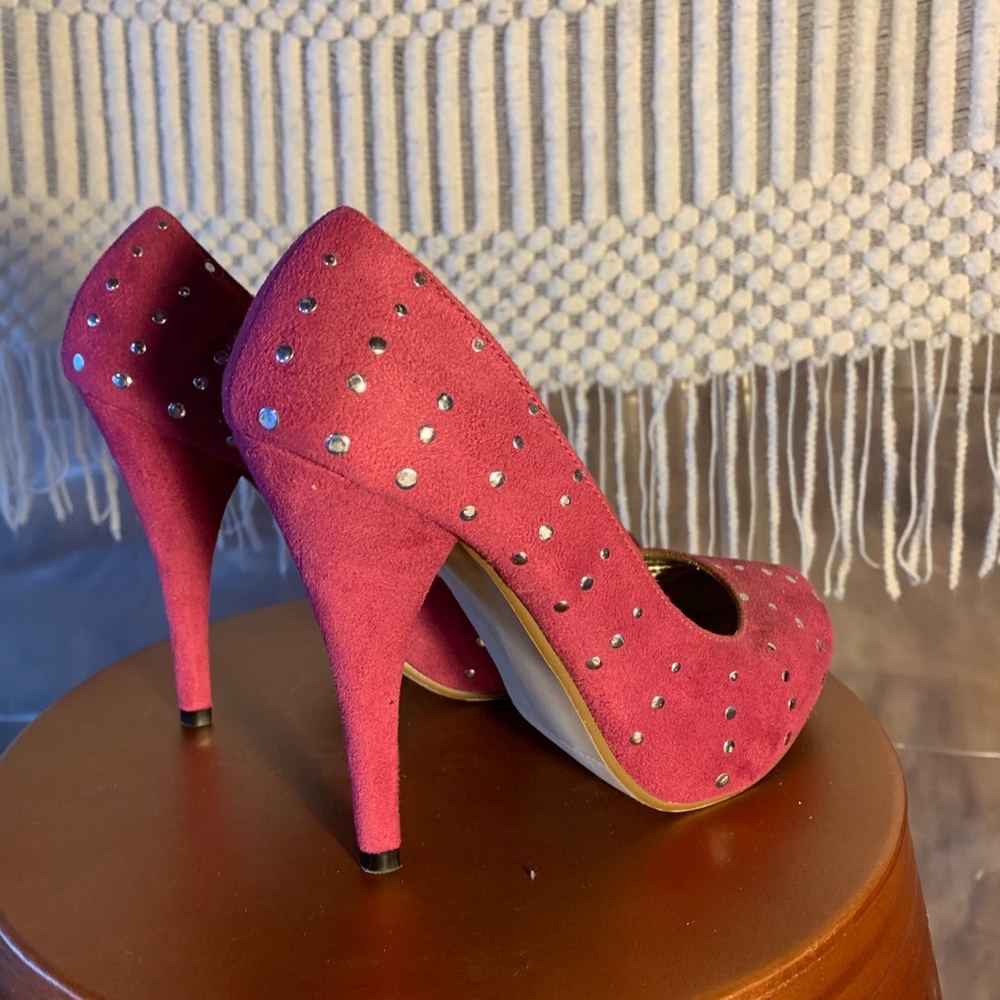 Magenta Studded Heels - Picture 2 of 5